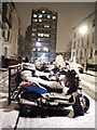 Motorcycles in the snow, Belmont Street NW1