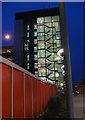 Illuminated stairwell, Belgrade Plaza