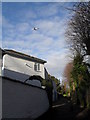 Jumbo jet flying above Church Road