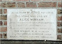 TQ2904 : St Andrew, Hove, Sussex - Foundation stone by John Salmon