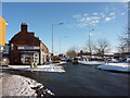 Chatsworth Road roundabout , with snow