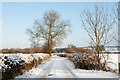 Snow on sewage works west of Welsh Road, Southam