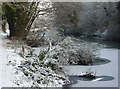 Gipping riverbank with snow and ice