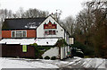 The Plough pub at Eathorpe in the snow