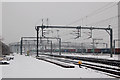 Snow-bound railway west of Rugby station