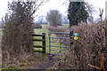 Bridleway gate and sign west of Broadwell