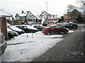 A snowy scene at the Alfa-Romeo garage in Havant Road