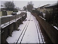 Snowy view from New Romney station road bridge