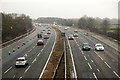 M5 motorway near Junction 12 during a snow flurry