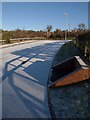 Shadows on snowy road, Barton