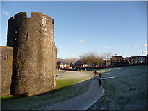 ST1586 : Caerphilly: southeast corner of castle grounds by Chris Downer