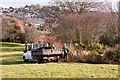 Mulching the shrub beds, Central Park - Plymouth