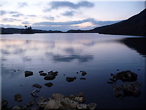 SH6614 : Dusk on the lake shore at Llynnau Cregennen by Jeremy Bolwell
