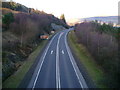 A82 viewed from footbridge above Luss