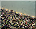 Aerial view of Southend seafront: Westcliff station and seafront