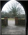 Looking out from the church porch at Churt