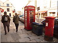 SZ0378 : Swanage: postbox № BH19 124 and phone, High Street by Chris Downer
