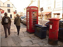 SZ0378 : Swanage: postbox № BH19 124 and phone, High Street by Chris Downer