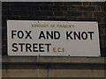 Sign for Fox and Knot Street, EC1