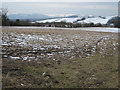 Snow and stubble looking towards Llanyblodwell