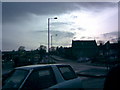 View of Egham Hill across the roundabout