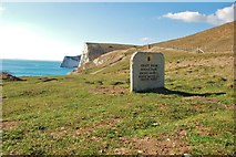 SY8080 : Durdle Door: Coast path stone signpost by Mr Eugene Birchall