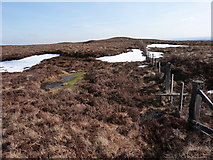 SH9926 : Stile over fence in moorland by Peter Aikman