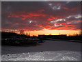 sunset view of frozen canal