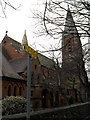 Winter trees partially hiding Holy Trinity, Worthing