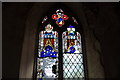 TL8594 : All Saints Church, Stanford - interior - damaged stained glass window by Nick Mutton 01329 000000