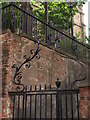 Georgian railings and whale oil lamp holder, St. Mary