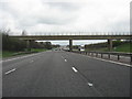 SP3852 : M40 Motorway - railway overbridge near Northend by K. Whatley