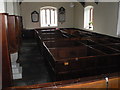 Unusual box pews in Llanddoged church