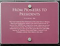 Plaque, "From Pioneers to Presidents" Mural