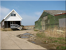 TM4599 : Boatyard sheds beside the River Waveney in St Olaves by Evelyn Simak