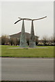 ST2177 : Metal sculpture adjacent to Rover Way roundabout, Cardiff by Jaggery