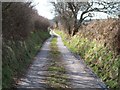 View south along the Llangybi road south of the junction with Lon Brychyni