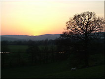 SO4073 : Setting sun over the Teme Valley, Leintwardine. by Peter Evans