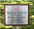 Plaque on the green by The Graftons