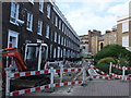 TQ2978 : Roadworks in Bessborough Place, Pimlico by PAUL FARMER