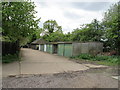 Garages behind flats, Monks Drive