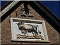 Large ceramic Coat of Arms with real chains at the Nevill Crest and Gun at Eridge Green