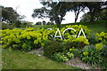 Saga sign  in Enbrook Park, the headquarters of the Saga Group Ltd.