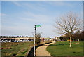 Footpath signpost, riverside, Rochester