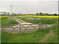 Footpath crosses Silks Farm access road