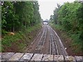 View east from footbridge over railway at Shalford