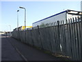 The leaning fence of Kingsmill, Field Way, Cardiff