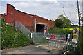 Gate to trackside and bridge over railway - Great Gonerby