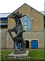 Stag sculpture by the river Medway