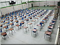 TQ2259 : Exam tables in sports hall, Epsom College by David Hawgood